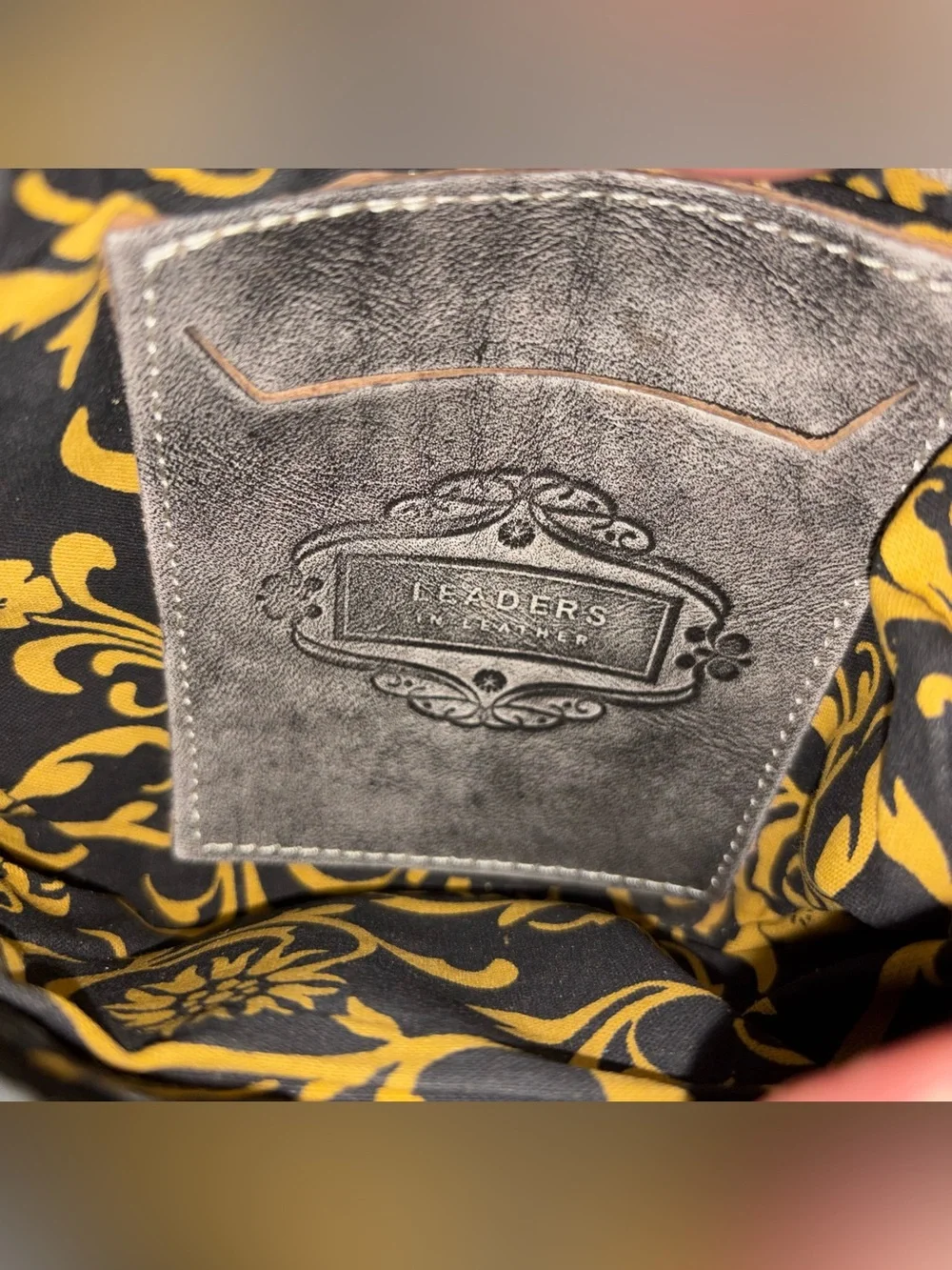Leaders In Leather Gray Tooled Leather Crossbody Bag